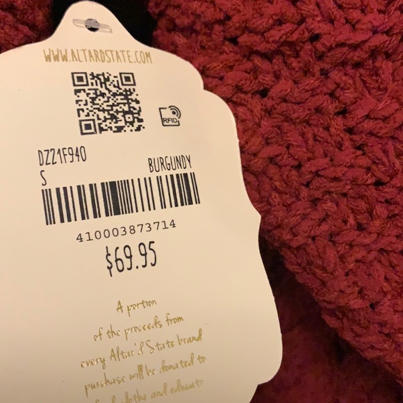 Altar’d State Burgundy crop sweater - Picture 5 of 5